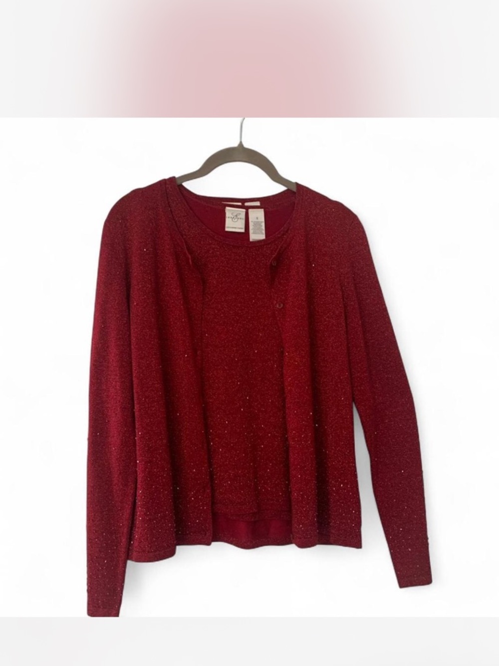 Vintage Etta James Red Sparkle Cardigan Twinset size S